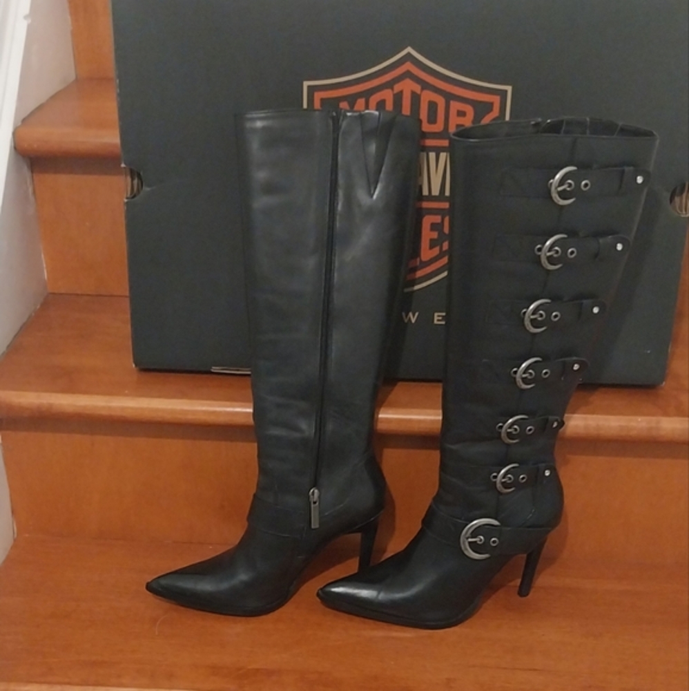👢🔮Genuine leather Harley davidson boots With Buckles